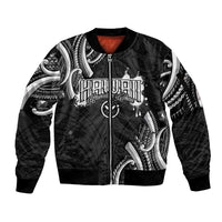 Traditional Art Hawaiian Kakau Tattoos Sleeve Zip Bomber Jacket White - Polynesian Pride