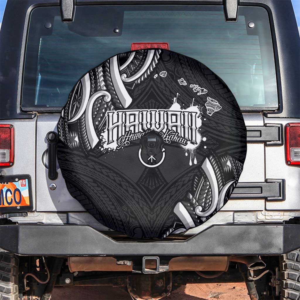 Traditional Art Hawaiian Kakau Tattoos Spare Tire Cover White - Polynesian Pride