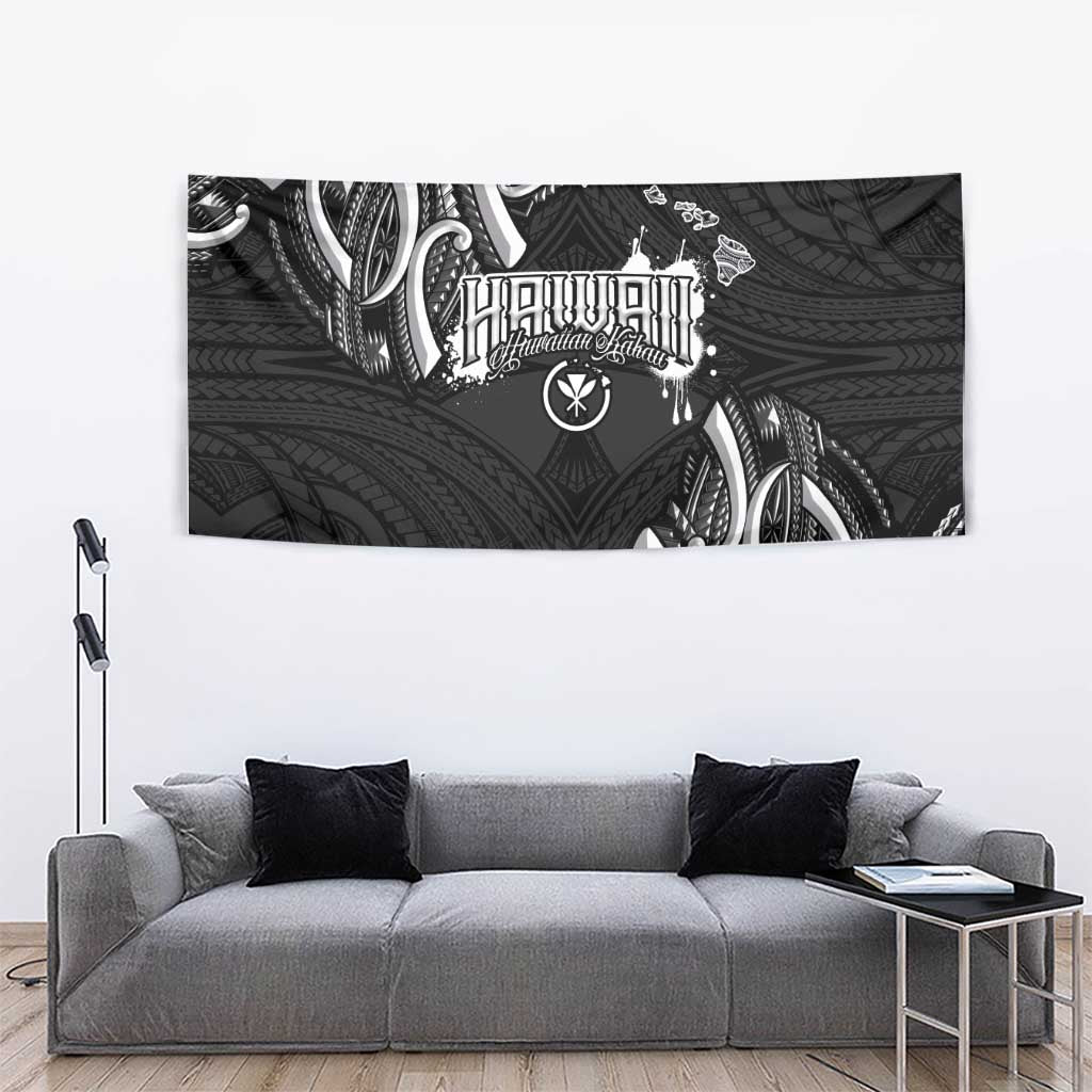 Traditional Art Hawaiian Kakau Tattoos Tapestry White - Polynesian Pride