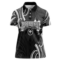 Traditional Art Hawaiian Kakau Tattoos Women Polo Shirt White - Polynesian Pride
