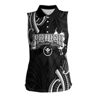 Traditional Art Hawaiian Kakau Tattoos Women Sleeveless Polo Shirt White LT03 Female White - Polynesian Pride