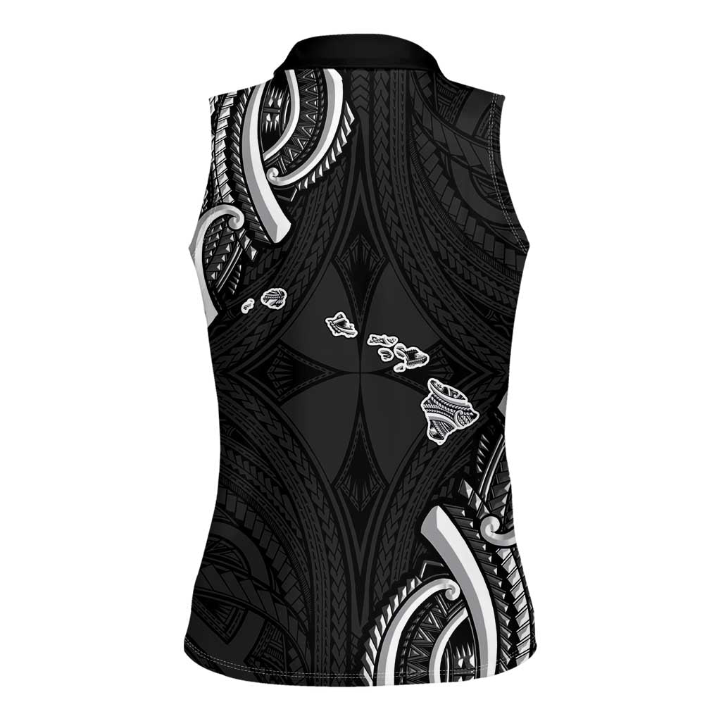 Traditional Art Hawaiian Kakau Tattoos Women Sleeveless Polo Shirt White LT03 - Polynesian Pride