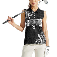 Traditional Art Hawaiian Kakau Tattoos Women Sleeveless Polo Shirt White LT03 - Polynesian Pride