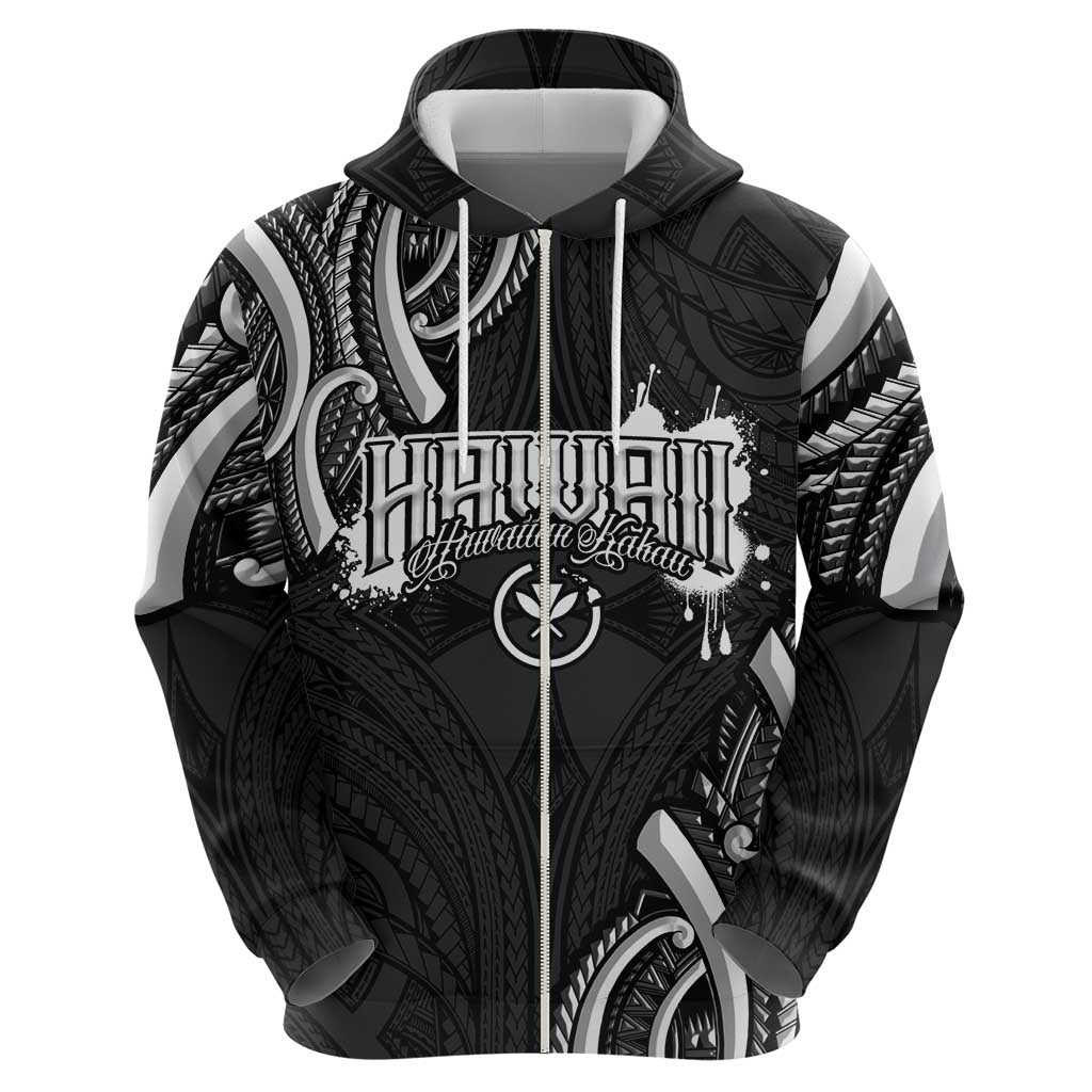 Traditional Art Hawaiian Kakau Tattoos Zip Hoodie White LT03 - Polynesian Pride
