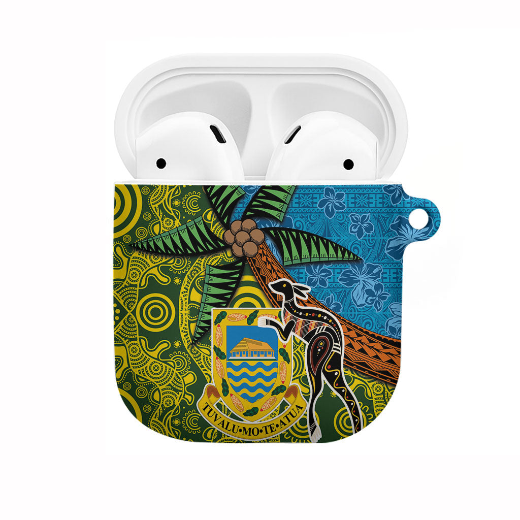 Tuvalu and Australia Together AirPods Case Tapa Pattern and Aboriginal mix Culture LT03 Multicolor - Polynesian Pride