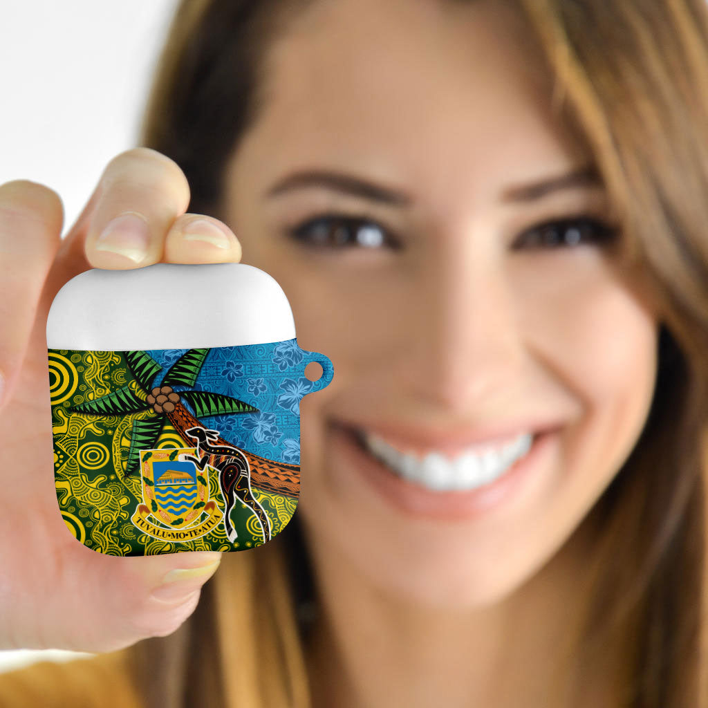 Tuvalu and Australia Together AirPods Case Tapa Pattern and Aboriginal mix Culture LT03 - Polynesian Pride