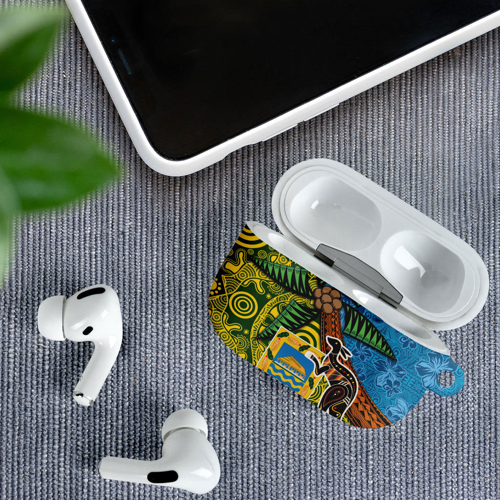 Tuvalu and Australia Together AirPods Case Tapa Pattern and Aboriginal mix Culture LT03 - Polynesian Pride