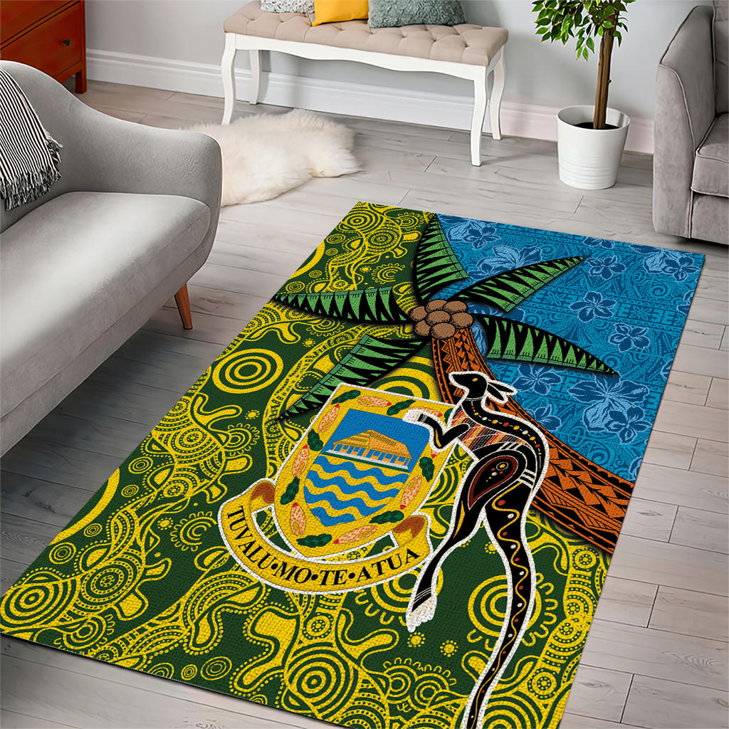 Tuvalu and Australia Together Area Rug Tapa Pattern and Aboriginal mix Culture LT03 - Polynesian Pride