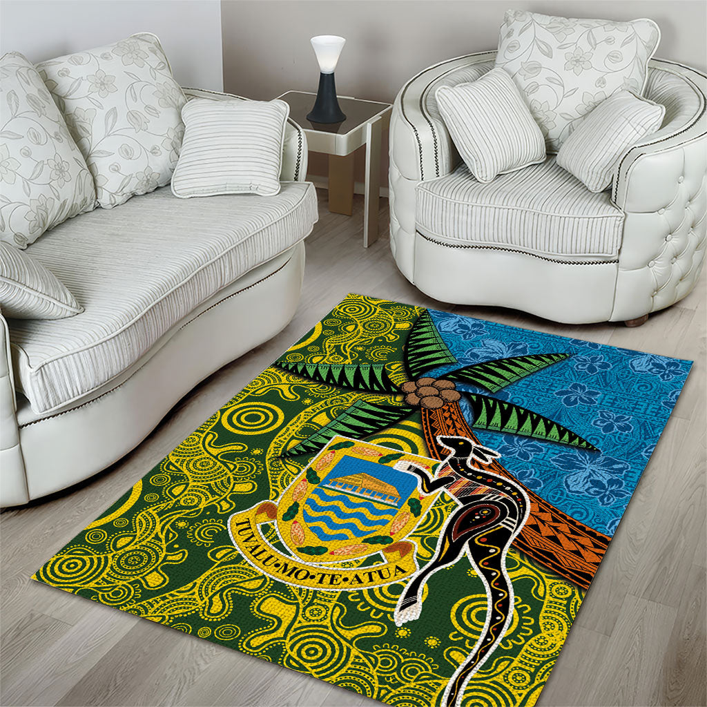 Tuvalu and Australia Together Area Rug Tapa Pattern and Aboriginal mix Culture LT03 - Polynesian Pride