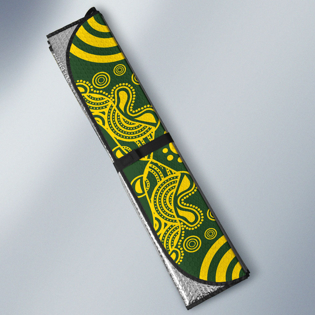 Tuvalu and Australia Together Auto Sun Shade Tapa Pattern and Aboriginal mix Culture LT03 - Polynesian Pride