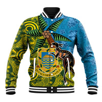 Tuvalu and Australia Together Baseball Jacket Tapa Pattern and Aboriginal mix Culture LT03 Unisex Multicolor - Polynesian Pride