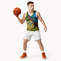 Tuvalu and Australia Together Basketball Jersey Tapa Pattern and Aboriginal mix Culture LT03 - Polynesian Pride