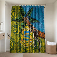 Tuvalu and Australia Together Bathroom Set Tapa Pattern and Aboriginal mix Culture LT03 Shower Curtain Only Multicolor - Polynesian Pride