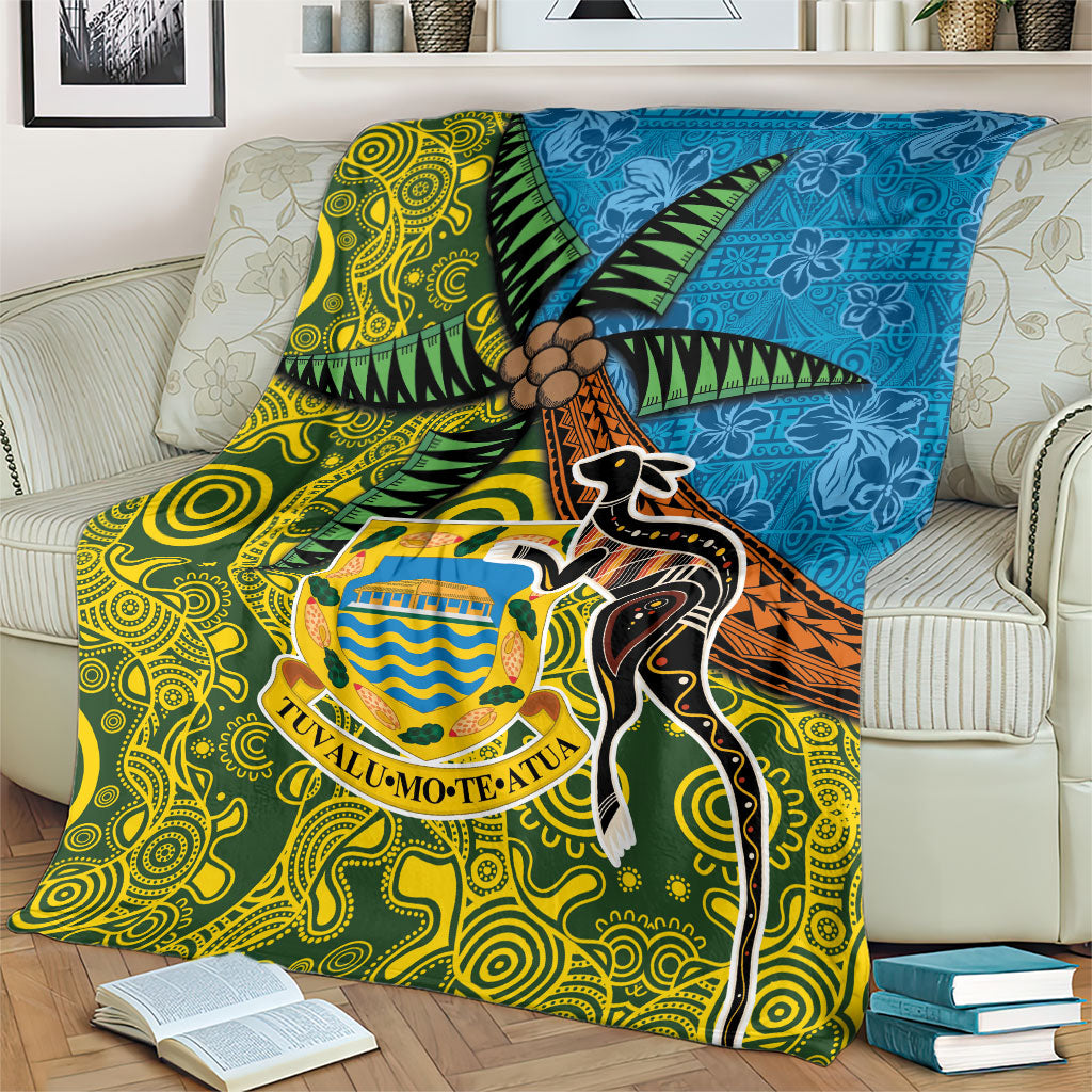 Tuvalu and Australia Together Blanket Tapa Pattern and Aboriginal mix Culture LT03 - Polynesian Pride