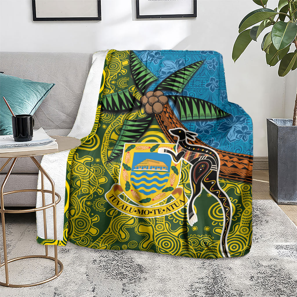 Tuvalu and Australia Together Blanket Tapa Pattern and Aboriginal mix Culture LT03 - Polynesian Pride