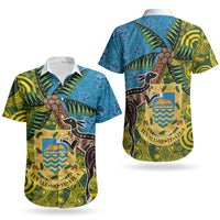 Tuvalu and Australia Together Couples Matching Off Shoulder Maxi Dress and Hawaiian Shirt Tapa Pattern and Aboriginal mix Culture LT03 - Polynesian Pride