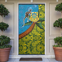 Tuvalu and Australia Together Door Cover Tapa Pattern and Aboriginal mix Culture LT03 Multicolor - Polynesian Pride