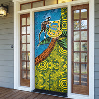 Tuvalu and Australia Together Door Cover Tapa Pattern and Aboriginal mix Culture LT03 - Polynesian Pride