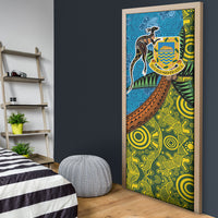 Tuvalu and Australia Together Door Cover Tapa Pattern and Aboriginal mix Culture LT03 - Polynesian Pride