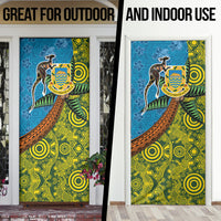 Tuvalu and Australia Together Door Cover Tapa Pattern and Aboriginal mix Culture LT03 - Polynesian Pride