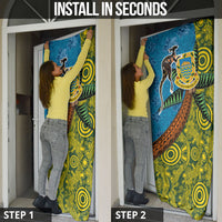 Tuvalu and Australia Together Door Cover Tapa Pattern and Aboriginal mix Culture LT03 - Polynesian Pride