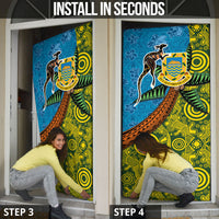 Tuvalu and Australia Together Door Cover Tapa Pattern and Aboriginal mix Culture LT03 - Polynesian Pride