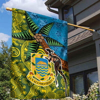Tuvalu and Australia Together Garden Flag Tapa Pattern and Aboriginal mix Culture LT03 - Polynesian Pride
