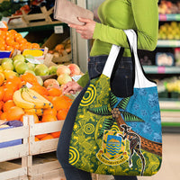 Tuvalu and Australia Together Grocery Bag Tapa Pattern and Aboriginal mix Culture LT03 - Polynesian Pride
