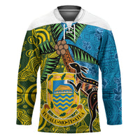 Tuvalu and Australia Together Hockey Jersey Tapa Pattern and Aboriginal mix Culture LT03 Unisex Multicolor - Polynesian Pride