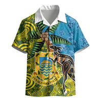 Tuvalu and Australia Together Kid Hawaiian Shirt Tapa Pattern and Aboriginal mix Culture LT03 - Polynesian Pride
