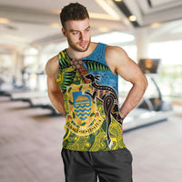 Tuvalu and Australia Together Men Tank Top Tapa Pattern and Aboriginal mix Culture LT03 Multicolor - Polynesian Pride