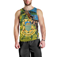 Tuvalu and Australia Together Men Tank Top Tapa Pattern and Aboriginal mix Culture LT03 - Polynesian Pride