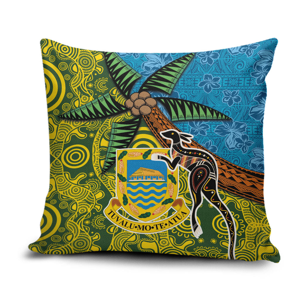 Tuvalu and Australia Together Pillow Cover Tapa Pattern and Aboriginal mix Culture LT03 Multicolor - Polynesian Pride