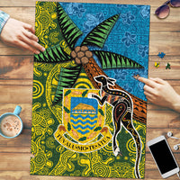 Tuvalu and Australia Together Puzzle Tapa Pattern and Aboriginal mix Culture LT03 Multicolor - Polynesian Pride