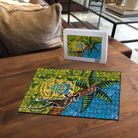 Tuvalu and Australia Together Puzzle Tapa Pattern and Aboriginal mix Culture LT03 - Polynesian Pride