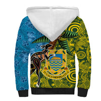 Tuvalu and Australia Together Sherpa Hoodie Tapa Pattern and Aboriginal mix Culture LT03 - Polynesian Pride