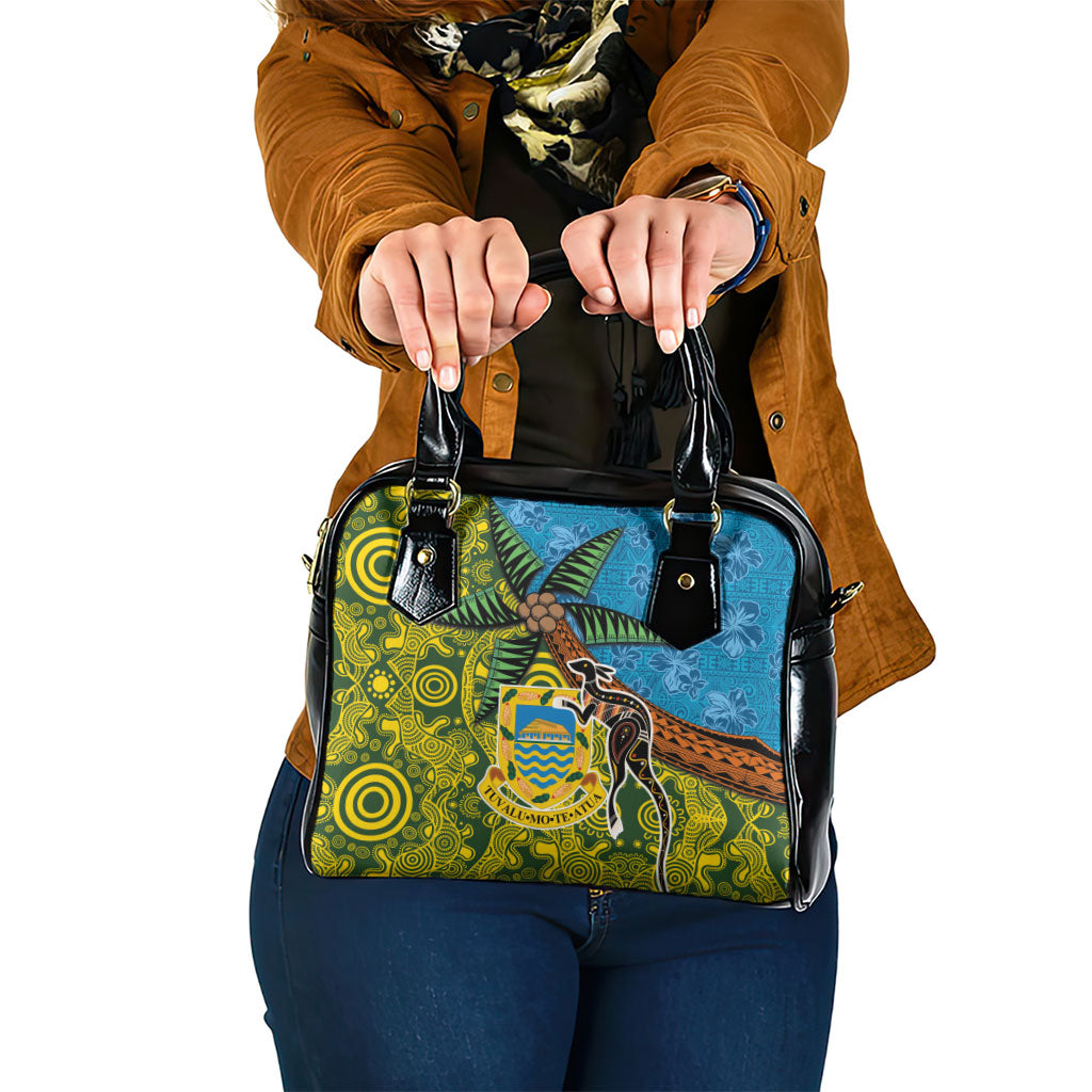 Tuvalu and Australia Together Shoulder Handbag Tapa Pattern and Aboriginal mix Culture LT03 One Size Multicolor - Polynesian Pride