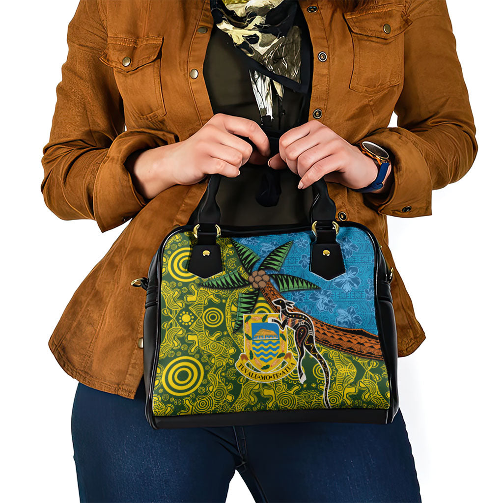Tuvalu and Australia Together Shoulder Handbag Tapa Pattern and Aboriginal mix Culture LT03 - Polynesian Pride
