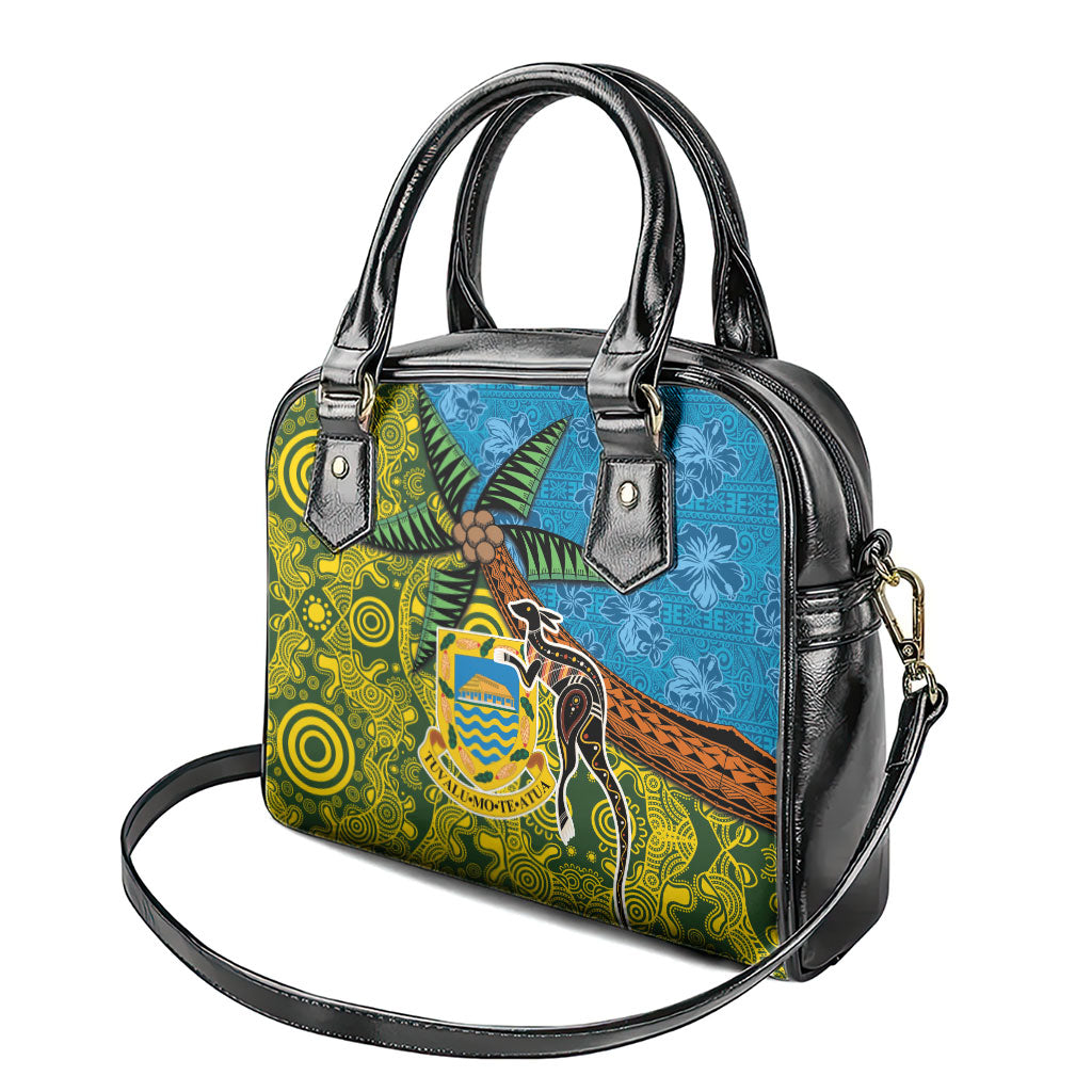 Tuvalu and Australia Together Shoulder Handbag Tapa Pattern and Aboriginal mix Culture LT03 - Polynesian Pride
