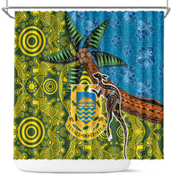 Tuvalu and Australia Together Shower Curtain Tapa Pattern and Aboriginal mix Culture LT03 Multicolor - Polynesian Pride
