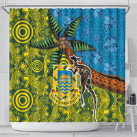 Tuvalu and Australia Together Shower Curtain Tapa Pattern and Aboriginal mix Culture LT03 - Polynesian Pride