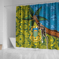 Tuvalu and Australia Together Shower Curtain Tapa Pattern and Aboriginal mix Culture LT03 - Polynesian Pride