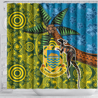 Tuvalu and Australia Together Shower Curtain Tapa Pattern and Aboriginal mix Culture LT03 - Polynesian Pride