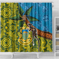 Tuvalu and Australia Together Shower Curtain Tapa Pattern and Aboriginal mix Culture LT03 - Polynesian Pride