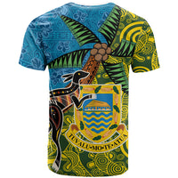 Tuvalu and Australia Together T Shirt Tapa Pattern and Aboriginal mix Culture LT03 - Polynesian Pride