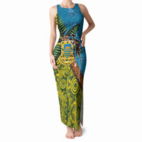 Tuvalu and Australia Together Tank Maxi Dress Tapa Pattern and Aboriginal mix Culture LT03 Women Multicolor - Polynesian Pride