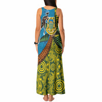 Tuvalu and Australia Together Tank Maxi Dress Tapa Pattern and Aboriginal mix Culture LT03 - Polynesian Pride