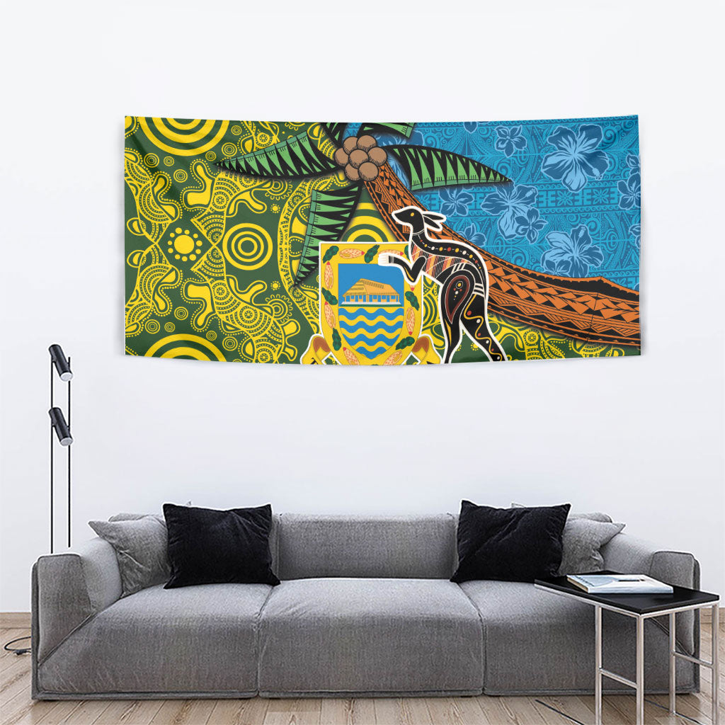 Tuvalu and Australia Together Tapestry Tapa Pattern and Aboriginal mix Culture LT03 - Polynesian Pride