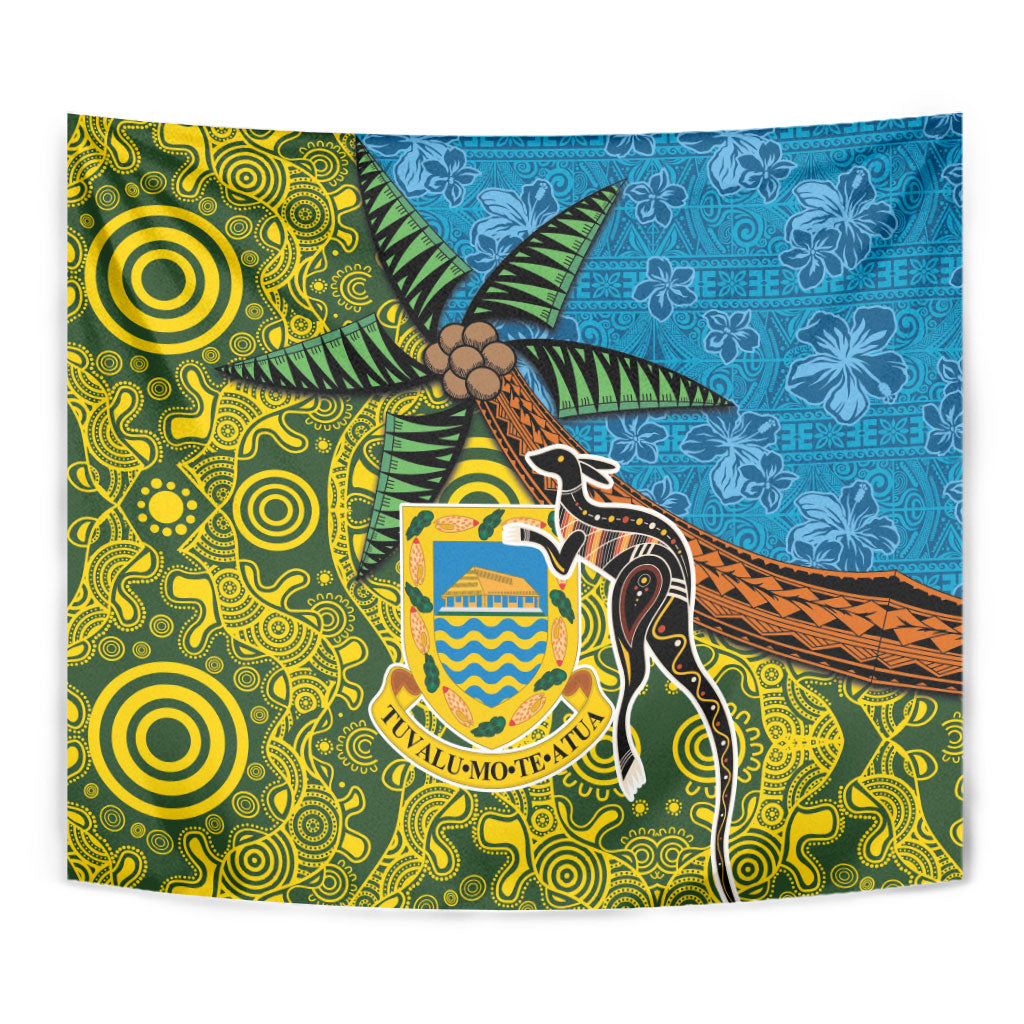 Tuvalu and Australia Together Tapestry Tapa Pattern and Aboriginal mix Culture LT03 - Polynesian Pride