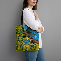 Tuvalu and Australia Together Tote Bag Tapa Pattern and Aboriginal mix Culture LT03 - Polynesian Pride